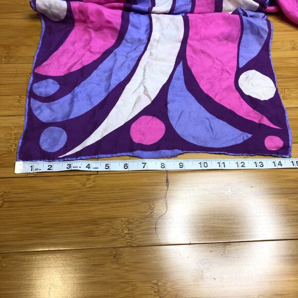 Vintage Vera Neumann Japanese Silk Scarf Pink Purple 60s 70s retro - Picture 7 of 7